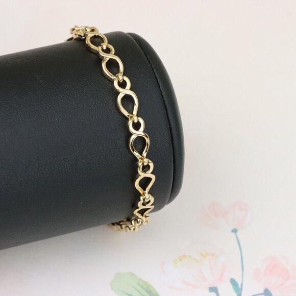 "Delicate Rose Gold Heart Link Bracelet in Gold-Plated Brass, XPBL1103 - Picture 8 of 12